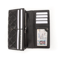 Dompet Wanita Mewah Rhomboid Logo Kustom Warna Solid Kulit Tempat Kartu Tipis Dompet Kartu Kredit untuk Wanita
