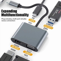 Computer Hardware Software 4K 4 in 1 USB 3.0 Type c to hdmi Vga Converter Hub USB C to HDMI VGA Adapter