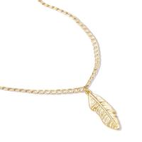 Collier à chaîne en argent sterling 925 plaqué or 18 carats avec pendentif plume pour femme, vente en gros personnalisée