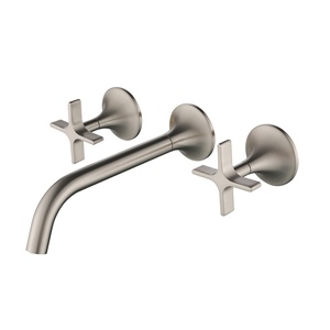 Robinet de salle de bain mural de luxe encastré, moderne et simple, en nickel brossé gris anthracite, à trois trous, <span class=keywords><strong>avec</strong></span> double poignée et valve en céramique - Product Image 5