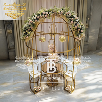 Table de luxe en acier inoxydable, dessus en verre, table à manger ronde pour mariage