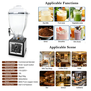 Mixeur multifonctionnel de grande capacité 10L pour lait de soja, broyeur de glace, mixeur pour smoothies, machine à smoothies, mixeur commercial robuste - Product Image 5
