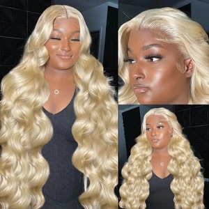 180% densità cruda vergine brasiliana capelli peruviani 613 <span class=keywords><strong>bionda</strong></span> onda profonda Hd trasparente pizzo frontale capelli umani parrucche per la vendita - Product Image 4