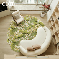 Dalles de tapis faites à la main Coze en peluche et soie de lait, motif floral circulaire de style français, pour salon et usage domestique