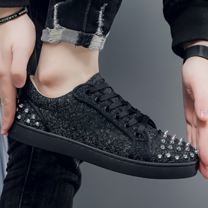 Nuove <span class=keywords><strong>Scarpe</strong></span> Casual da Uomo Primavera 2026, Sneakers con Borchie, Stile Coreano alla Moda con Strass, <span class=keywords><strong>Scarpe</strong></span> Trendy da Uomo - Product Image 5