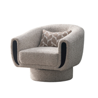 Fauteuil d'appoint de luxe moderne avec cadre en bois massif, revêtement amovible en bouclette douce, mousse en polyester pour salon