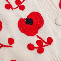 Cardigan en tricot brodé de fleurs luxueux et mignon personnalisé, vente en gros pour femmes, manches longues, designer, broderie 3D, pull pour femmes