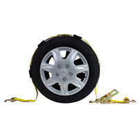 Sangles de fixation pour pneus de voiture avec 3 blocs en caoutchouc de 2 pouces, à cliquet, pour remorquage automobile, adaptées à la rénovation/amélioration, avec crochets pivotants en J