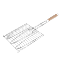 Panier à griller le poisson, panier de barbecue pliable et portable en acier inoxydable pour poisson, légumes, crevettes avec poignée amovible