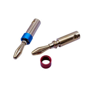 Conector cruzado chapado en oro de cobre de 4 mm, sin soldadura, para amplificador de audio, terminal de altavoz, conector de cable, rojo y azul, salida de fábrica - Product Image 1