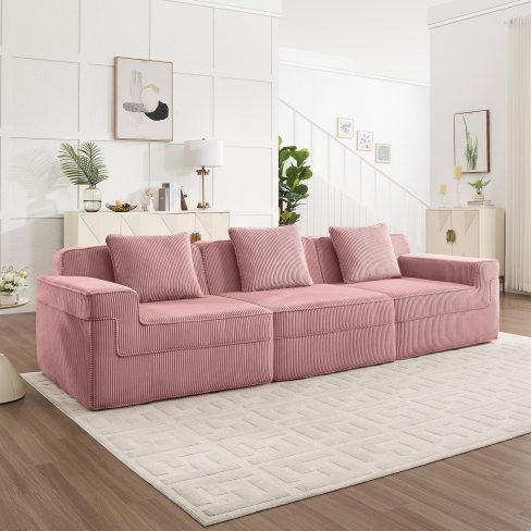 Pink + Corduroy + 3 Seat