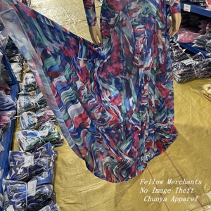 Abito da sera lungo da <span class=keywords><strong>donna</strong></span> SU9621 stampato con bottoni e scollo rotondo a maniche lunghe, ideale per feste di <span class=keywords><strong>compleanno</strong></span> - Collezione 2026 - Grande Offerta - Product Image 2