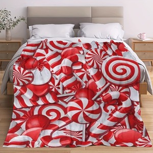 Christmas Candy Print Throw <b>Blanket</b> Rectangular Polyester Cotton Anti-Pilling Modern Style Home Winter Use - Product Image 5