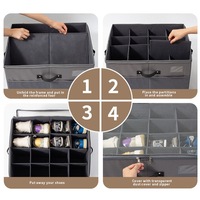 Boîte à chaussures en tissu de couleur unie, organisateur de compartiments à chaussures pliable, boîte de rangement anti-poussière et anti-humidité avec fermeture éclair et transparence