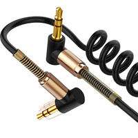 Cable de Audio Flexible Tipo Resorte de 3.5 mm Macho a Macho, 1.6 m (5 pies), con Conductor de Cobre, para Teléfonos Móviles, Altavoces de Coche y Cámaras