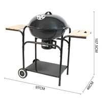 Grand chariot de jardin Barbecue Bouilloire Grill Outdoor Portable Charcoal Bbq Kettle Grill with Two Side Table