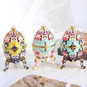 Huevo Fabergé Clásico Pintado a Mano al por Mayor, Estilo Vintage, con Esmalte Rico y Brillantes Piedras de Imitación, Joyero - Product Image 1