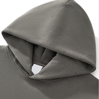 Sweat-shirt à capuche épais pour homme en mélange de coton, vierge, avec impression personnalisée en relief et logo, épaules tombantes, effet flocage