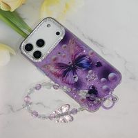 Étui de téléphone portable antichoc TPU+PC style Ins avec chaîne pour 11/12/13/14/15/16/17 Pro Max pour Samsung S23U/S24U/S25U/S26U
