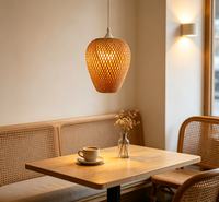 Lustre d'intérieur en bambou et rotin, lampe suspendue tressée à la main pour restaurant, abat-jour en bambou fait main, luminaires suspendus contemporains