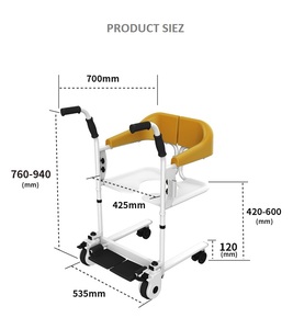 KSM-206 Lightweight Portable Manual Hydraulic Patient Lift <b>Chair</b> with Potty Waterproof <b>Commode</b> Wheelchair for Disabled Elderly - Product Image 2