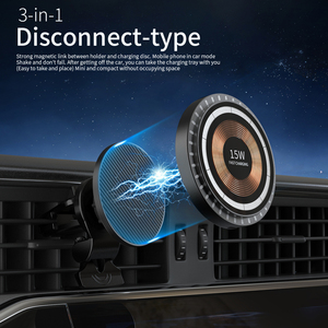 Produits chauds pour le <span class=keywords><strong>chargeur</strong></span> de voiture sans fil de protocole de vente en ligne avec la lumière de couleur téléphone magnétique de voiture de rotation de 360 degrés 2025 - Product Image 3