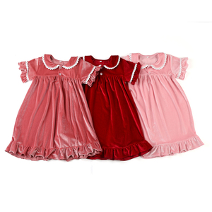 Robe <span class=keywords><strong>de</strong></span> nuit pour bébé <span class=keywords><strong>fille</strong></span>, robe <span class=keywords><strong>de</strong></span> nuit personnalisée en velours rouge pour <span class=keywords><strong>petite</strong></span> <span class=keywords><strong>fille</strong></span>, pyjama à volants pour enfants, robe <span class=keywords><strong>de</strong></span> soirée à manches courtes 2025 - Product Image 5