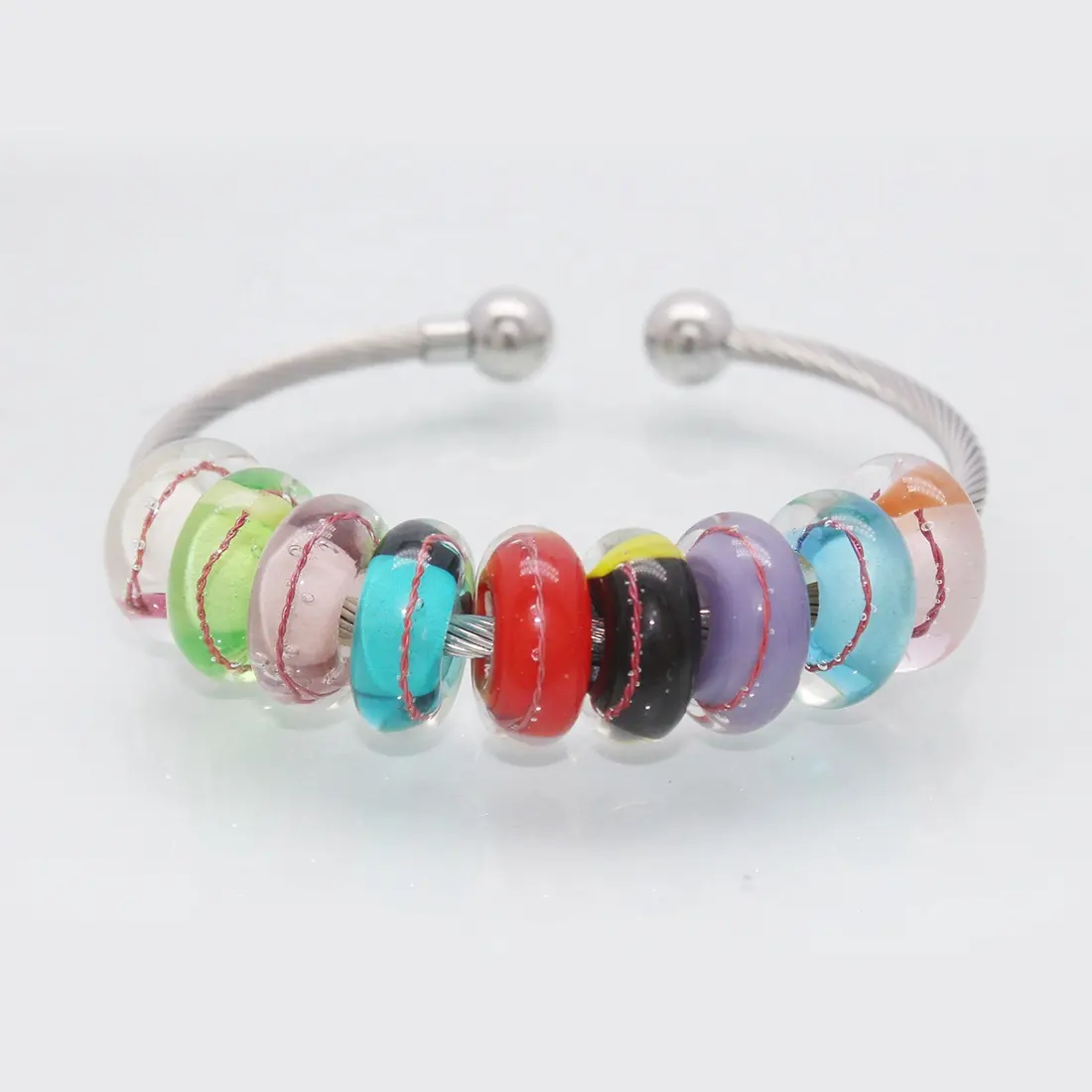 Varios Colores nuevo diseño de cristal de murano perlas de encanto pulsera europea