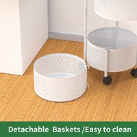 Étagère de rangement rotative, paniers ronds, support à 5 niveaux, paniers de rangement pour légumes et fruits de cuisine, chariot de rangement à roulettes
