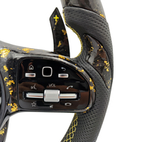 Volant LED en fibre de carbone forgé doré pour Mercedes BENZ W205 W176 W177 W212 W213 W221 W222 W166 W167 C43 E63 CLA45 AMG