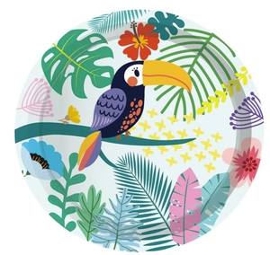 Assiettes en papier jetables OEM de 9 pouces pour fêtes tropicales, style moderne, conception CMJN, vente chaude directe d'usine pour fêtes d'anniversaire - Product Image 4
