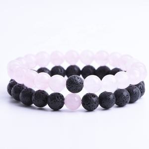 Healing Rose Quartz and Lava Stone Beads <strong>Couple</strong> Distance <strong>Bracelet</strong> His Hers Long Distance Relationship <strong>Bracelet</strong> love <strong>Touch</strong> - Product Image 1