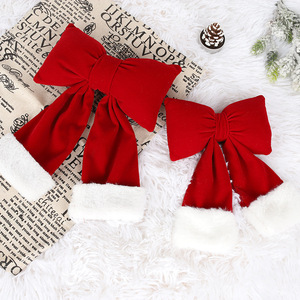 Gran Lazo Rojo de Terciopelo con Mariposa Tridimensional de Tela Flocada para Decoración de Bodas y Navidad, Colgante para Adornos Festivos - Product Image 2