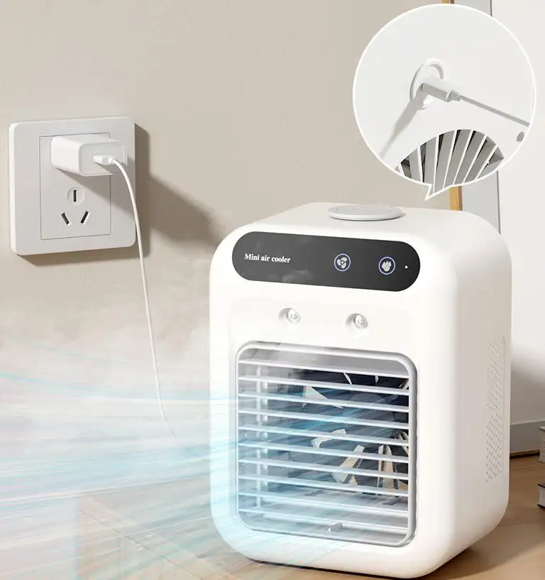 Refroidisseur d'air USB Ventilateur d'eau Ventilateur de climatisation à double usage Chauffage mobile vertical Petit ventilateur électrique domestique à pulvérisation d'air