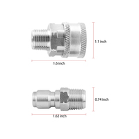 Kit de 4 raccords rapides en acier inoxydable 3/8 NPT pour tuyau de nettoyeur haute pression, connecteurs à déconnexion rapide