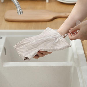 Serviette professionnelle à double bordure pour nettoyer les miroirs, les fenêtres et l'acier inoxydable, bleu-gris et rose - Product Image 3