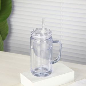 Nouveau Gobelet en plastique Snowglobe RTS 16oz 20oz à double paroi, anti-fuite, sans BPA, écologique, avec poignée, bouchons et paille intégrés, robuste - Product Image 2