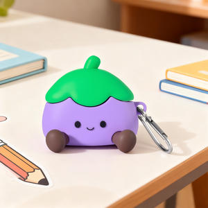 Étui de protection en silicone pour écouteurs <span class=keywords><strong>VILO</strong></span>, motif aubergine mignon de dessin animé, anti-chute et écologique, compatible avec les modèles 2/3/4/<span class=keywords><strong>Pro</strong></span>/<span class=keywords><strong>Pro</strong></span> 2 - Product Image 2