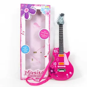 Mainan musik gitar elektrik, mainan simulasi plastik elektrik dioperasikan dengan baterai untuk anak-anak, tipe bermain, gitar untuk bayi