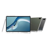 Huawei MatePad Pro 12.6 2021 WGR-W09 temizle TPU kalem yuvası tutucu kılıf şeffaf yumuşak silikon hava yastığı S7 FE T730 kapak