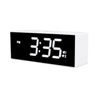 Miroir LED Réveil numérique double USB Horloge de table de bureau Chambre à coucher Bureau Décoration intérieure despertador reloj