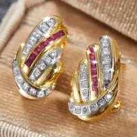Boucles d'oreilles clous ZhuQian en forme d'ailes de plumes pour femmes, zircon violet et blanc, classiques, de luxe, pour fêtes, accessoires de mode
