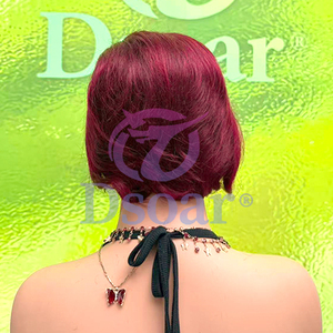 Pixie Cut 13x4 partie libre cheveux humains naturel dentelle frontale perruque courte Bob perruque foncé bordeaux couleur perruques de cheveux humains pour les femmes noires - Product Image 6