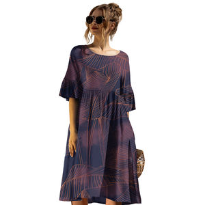 超大女装纹身萨摩亚图案休闲O领印花沙滩优雅舞会礼服女性 - Product Image 6