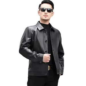 2021 Trendy Genuine Cowskin Jacket Waterproof Coat Slim Leather Men's Jackets