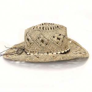 Chapeau de soleil d'été pour hommes et femmes, tissé à la main en paille naturelle, style western cowboy - Product Image 4