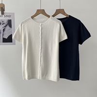 Stok Tersedia, Kardigan Rajut Lengan Pendek Leher Bulat, Kancing Satu Baris, Tipis, Longgar, Atasan Musim Panas Serbaguna untuk Wanita 16a-3514