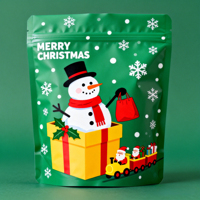 Sachet Doypack de Noël en plastique alimentaire et feuille d'aluminium, auto-scellant, pour bonbons, biscuits, snacks et emballage cadeau de Noël