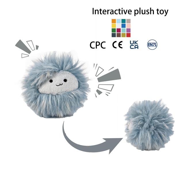 Blue Round Electric Interactive Plush Stuffed Toy Sound Control Peluches