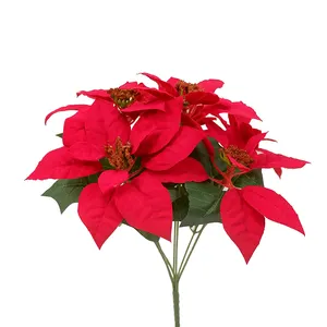 Искусственный шелк на заказ, Рождественский цветок, красный пуансеттийский Цветок для декора